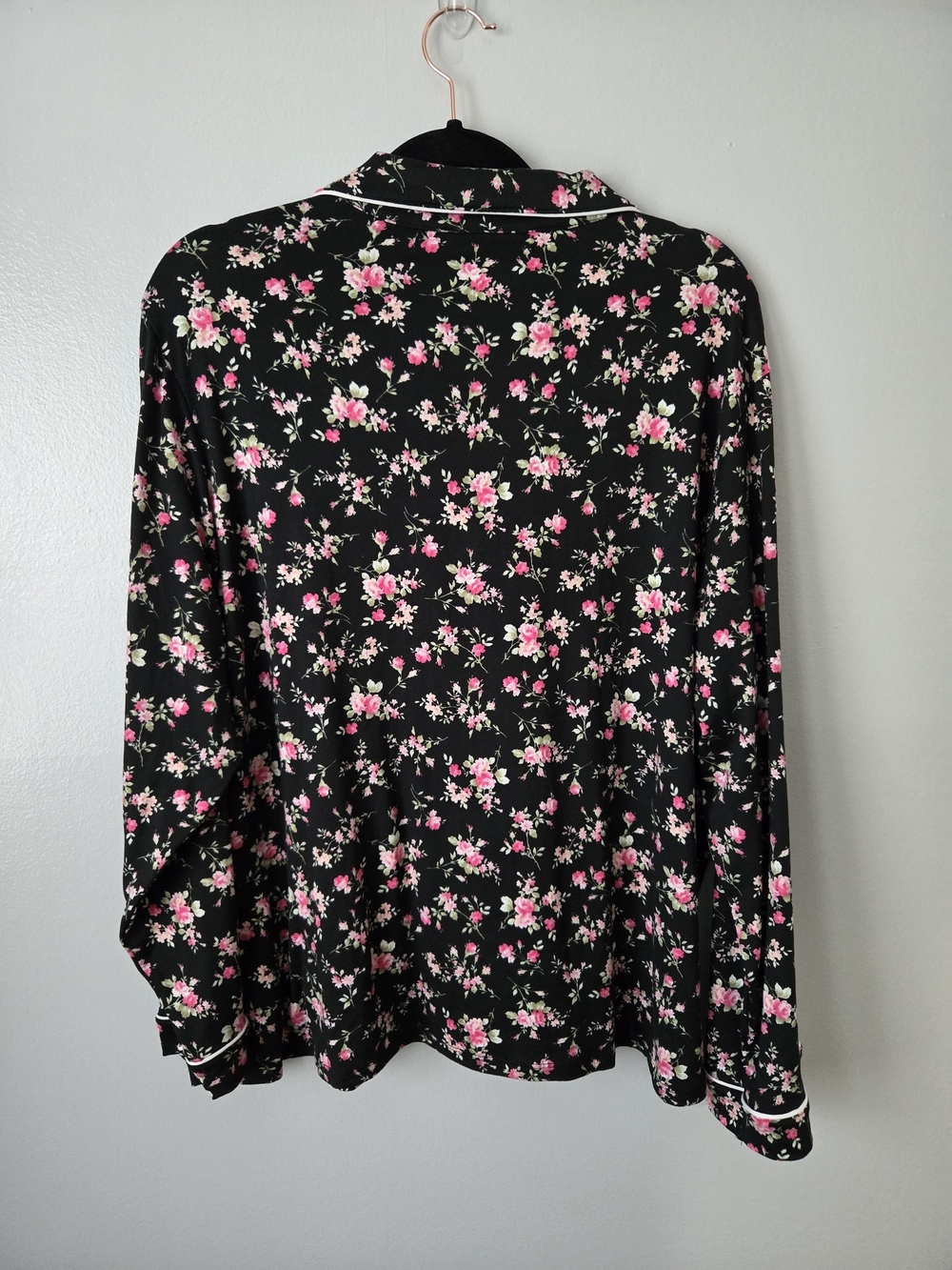 Flora Nikrooz Black Pink Floral Button Down Top & Shorts 2pc Pajama Set XL - Picture 5 of 8